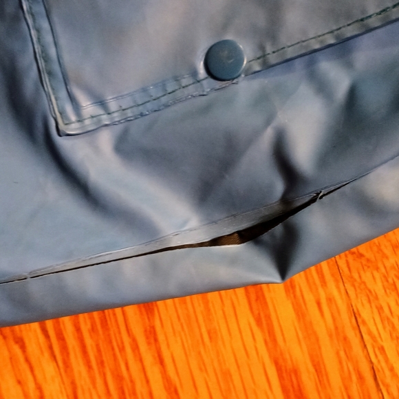 Columbia VINTAGE Men’s‎ Medium Hooded Rain Jacket Blue Vented PVC with Hard Brim - Picture 5 of 7